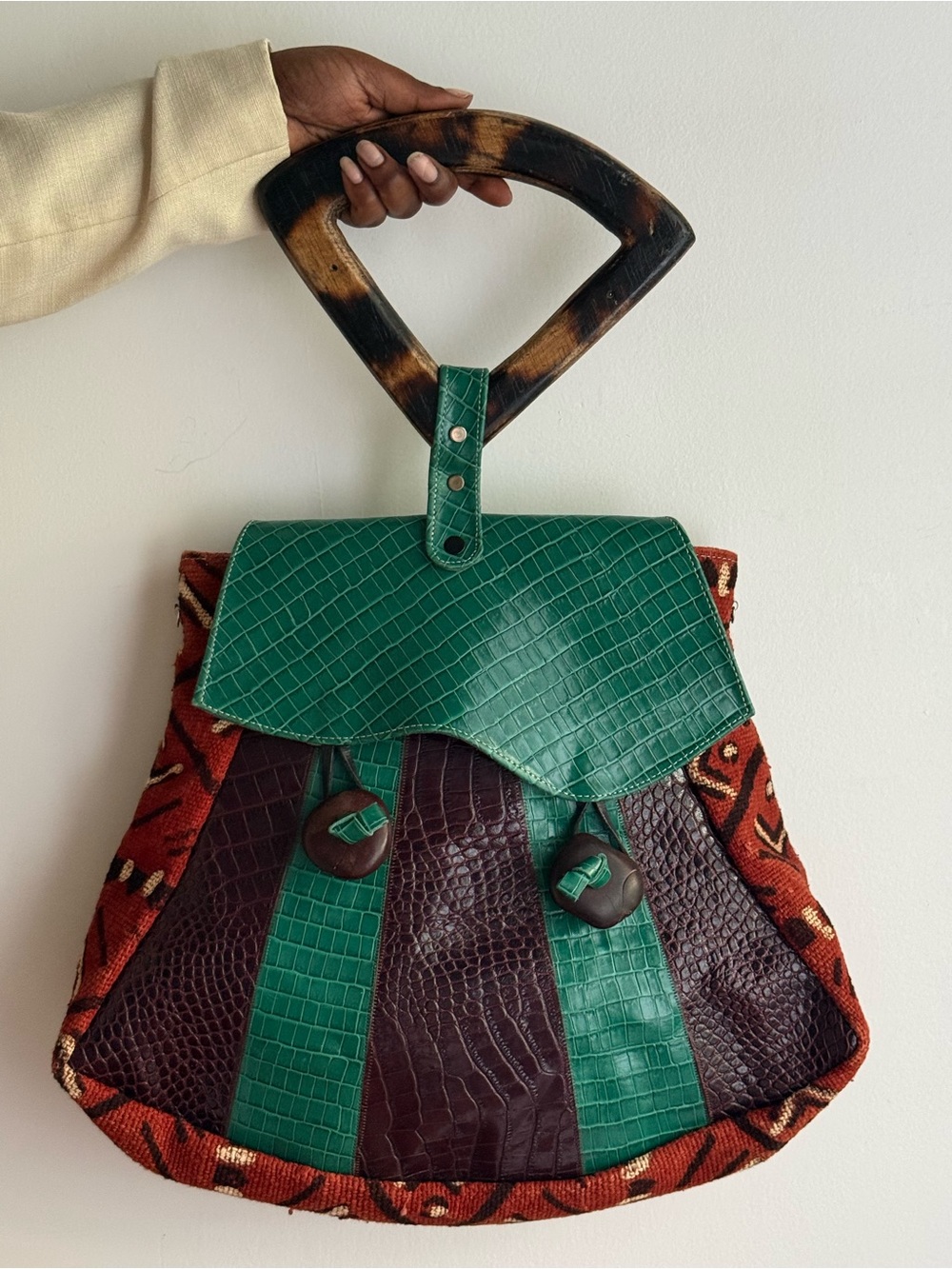 Handcrafted African Mud Cloth & Leather Tote Bag